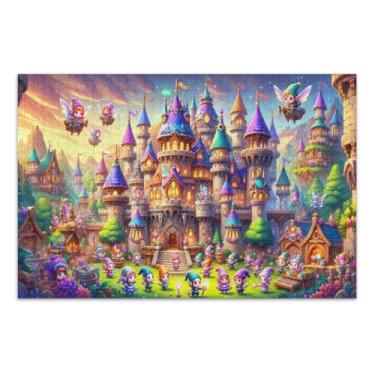 Imagem de Cute Elves Castle Puzzle Game com letras na parte de trás quebra-cabeça adulto 500 peças