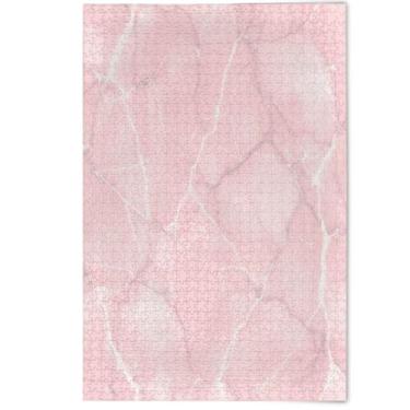 Imagem de Quebra-cabeça adulto pastel textura mármore rosa 1000 peças elefante branco divertido família quebra-cabeça bonito animal flor arte, 1000 peças, 75 x 50 cm