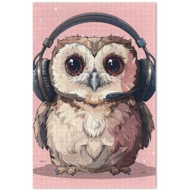 Imagem de Quebra-cabeça com estampa de coruja fofa para adultos, 1000 peças, presentes engraçados, presente de mordaça, animal de desenho animado, 75 x 40 cm