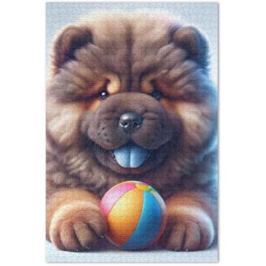 Imagem de Chow Chow Quebra-cabeças para cachorros fofos para adultos 500 peças de arte de jogo de brinquedo presentes de quebra-cabeça exclusivos, 51 x 35 cm