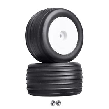 Imagem de Hobbyfire PreGlued 1/18 Buggy Tires 2PCS Front Tires 8mm Hex Wheels for Wltoys Losi Mini-T 2.0 HPI HSP 1/18 RC Off-Road Car (White Rims)
