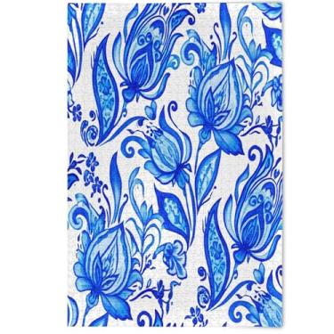 Imagem de Quebra-cabeça adulto 1000 peças azul aquarela floral elefante branco difícil quebra-cabeça flor animal impressão, 1000 peças, 75 x 50 cm