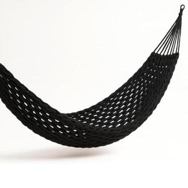 Imagem de Rede De Dormir Casal Descanso Trançada Em Algodão (Rede Trançada Preto)