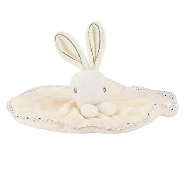 Imagem de Alomejor Toalha Calmante para Bebês, Cobertor para Boneca de Coelho de Veludo, Toalhetes Macios para Pele Sensível, Aderência Confortável e Babador (Branco)