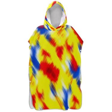 Imagem de Joisal Poncho de surfe trocador de roupão para adultos toalha de banho com capuz bonito plus size abstrato colorido gradiente masculino feminino poncho com capuz
