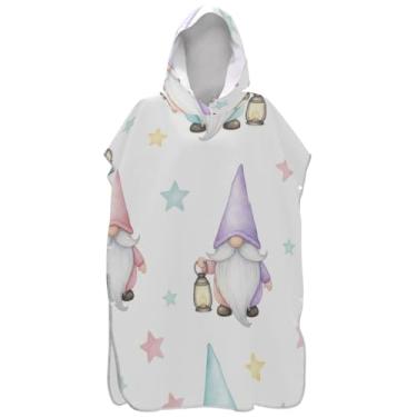 Imagem de Joisal Roupão para adultos poncho de surfe praia moletom com capuz toalha natação leve ponchos femininos com capuz gnomo branco
