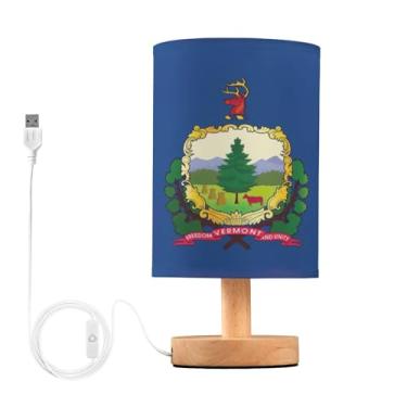 Imagem de Joisal Abajur de mesa de linho com bandeira do estado de Vermont para quarto, abajur de mesa pequeno para quarto, reforma da casa