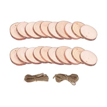 Imagem de SIWOTED Círculos de madeira DIY pintados à mão Lascas de madeira polida artesanato fundo parede decoração de natal