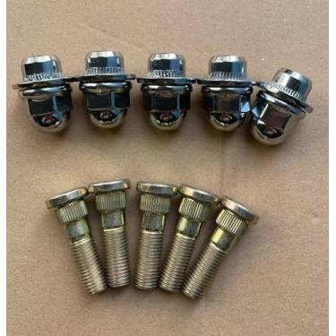 Imagem de WANTONE RACING 5 peças de pinos de roda M12 x 1,5 44,5 mm comprimento 1,4 cm. Knurl com porcas de substituição para Mitsubishi L200 Montero Outlander Lancer Mirage Eclipse Endeavor Galant 3000GT