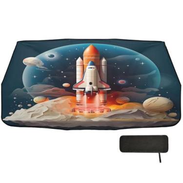 Imagem de Guarda-sol de nave espacial pouso na lua para para-brisa de carro cobertura completa sombra de para-brisa para caminhões 147.3 cm x 75.4 cm