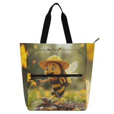 Imagem de GAIGEO Bolsa feminina engraçada com estampa de abelha para trabalho, escola, bolsa, utilitária, escritório, com compartimentos