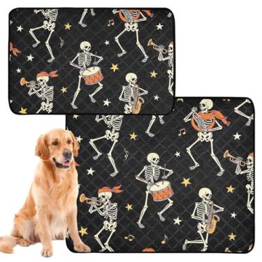 Imagem de Cute Skeletons Musical Black Cat Pet Pad Reutilizável Lavável Tapete Impermeável Antiderrapante Filhote de Cachorro Treinamento Penico Treinamento À Prova de Vazamento, Pequeno x Pacote com 3