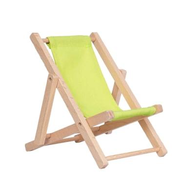 Imagem de Hanpo Mini suporte de telefone para cadeira de praia de madeira, bonito suporte de celular dobrável de tecido para mesa, nova base de telefone compatível com smartphone de 6,7 polegadas (verde