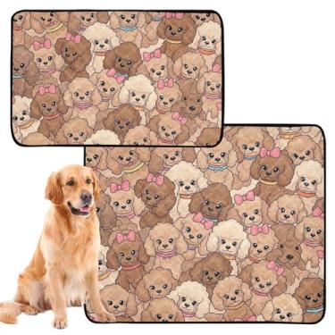 Imagem de TSENQUE Poodles fofos de desenho animado marrom bege lavável almofadas de xixi para cães animais de estimação tapete de xixi para gatos filhotes tapete absorvente bonito impermeável tapete