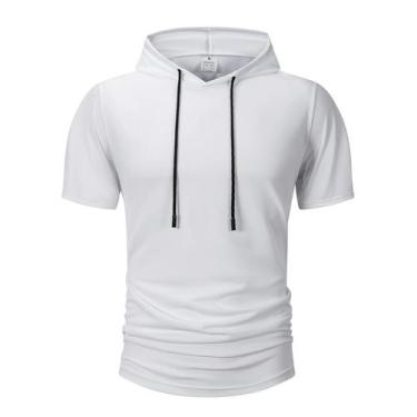 Imagem de Camiseta Masculina De Verão Leve Com Capuz Casual Solta De Manga Curta