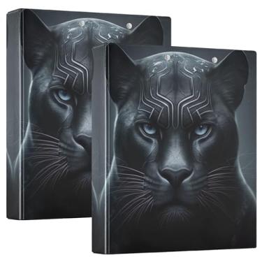 Imagem de Fichários personalizados Black Cool Panther com 3 anéis de 3 cm, 200 folhas, fichário planejador, 31,5 x 27 x 6 cm, pacote com 2