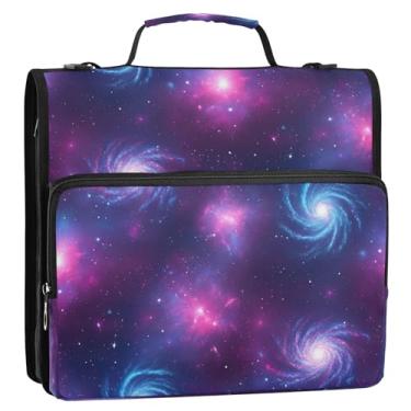 Imagem de Bolsa organizadora de fichário colorida com zíper, roxo, rosa, com alça, 3 anéis D, 3 anéis, comporta 500 folhas para escola e escritório