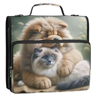 Imagem de Fichários de 3 cm com 3 anéis resistentes Chow Chow Dog Cute Ragdoll Cat Organizador de fichário com zíper bolsa de fichário com alça para carteira de impressão escolar e suporte de pasta de anel