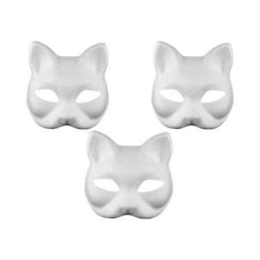 Imagem de Máscaras De Gato Brancas DIY Em Branco Para Halloween, Máscaras De Cos