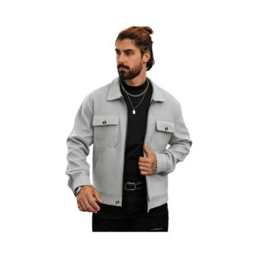 Imagem de 2025 outono/inverno nova cor sólida casaco de lã masculino moda zíper 