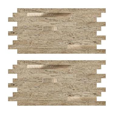 Imagem de Miscasa Azulejo autoadesivo de parede com textura de pedra de travertino bege amarelo bege com textura de travertino para Kitehcn, campista, banheiro (amostra)