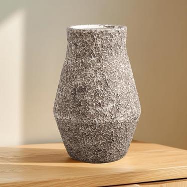 Imagem de Wancetang Vasos de cerâmica rústica para decoração de casa, vaso grande de fazenda de 28 cm para centros de mesa, vaso de terracota marrom para mesa de jantar, quarto, apartamento, decoração de
