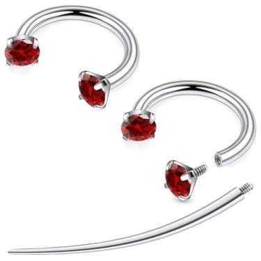 Imagem de Tvalccoy F136 titânio 20/18/16/14 g Ferradura nariz septo lábio orelha piercings 8/10/12 mm cartilagem hélice daith brincos joias para mulheres homens, 20g*1/2in(12mm), Metal, Zircônia cúbica