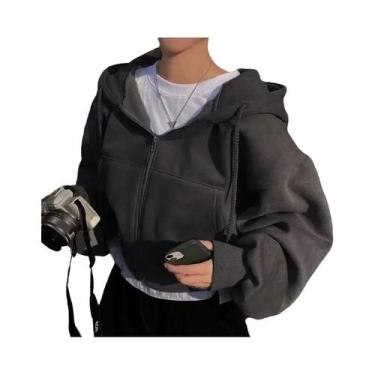 Imagem de Moletom Feminino Azul Marinho Com Capuz E Zíper, Forrado Com Insfleece