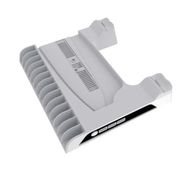Imagem de Suporte e estação de resfriamento para PS5 Pro, estação de carregamento de controle para PS5 Pro/Slim, carregador de controlador, ventilador de resfriamento, suporte de fone de ouvido (branco)