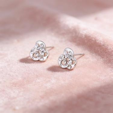 Imagem de Brincos femininos em forma de flor com design de diamante falso brilhante, fofos e exclusivos, adequados para o dia a dia e qualquer ocasião.