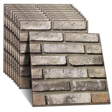 Imagem de 10 peças de painéis de parede 3D, papel de parede de tijolo 3D de espuma, descasque e cole , papel de parede autoadesivo de pedra sintética para fundo de TV, fundo de sofá, sala de estar, quarto.
