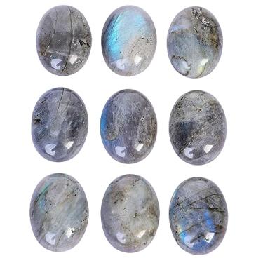 Imagem de Casaper Cabochão oval de pedra da lua natural, contas de táxi de pedra plana para fabricação de joias, 25 x 18 mm, 10 peças