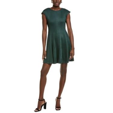 Imagem de Vince Camuto Vestido feminino com costura princesa manga cavada e círculo curto, Floresta noturna, M