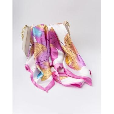 Imagem de Lenço Seda Feminino Cetim Luxuoso Quadrado Estampado Moda Verão - SWIS