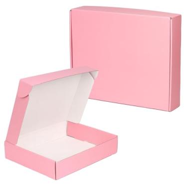 Imagem de OUGEBOX Caixas de transporte rosa de 10x8x2 polegadas médias, pacote de 45 caixas de papelão ondulado para envio, caixas de correio para embalagens de pequenas empresas