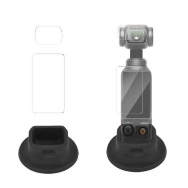 Imagem de Suporte de mesa de silicone com orifício de carregamento, suporte de base antiderrapante com 2 tamanhos, protetor de tela de vidro temperado, equipamento de gravação de vídeo, acessórios para DJI Osmo