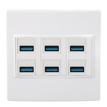 Imagem de Diyeeni Placa de Parede USB de 6 Portas, Placa de Parede de Saída Keystone Jack USB 3.0 A para Tampa do Painel Frontal do Soquete de Montagem, Tampa Painel Keystone de 5 Gbps para