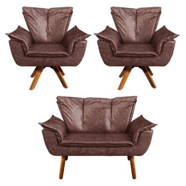 Imagem de Sofá Namoradeira e 2 Poltronas Giratória MM30 Opala Corano D03 - D'Ros