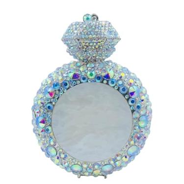 Imagem de Usuisy Novidade anel de diamante cristal clutch feminina bolsa noite festa baile casamento strass clutch bolsas e bolsas, mini, Ab prateado, Mini