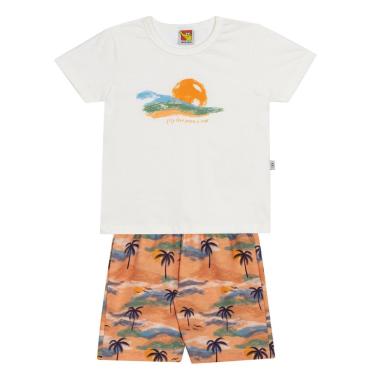 Imagem de Conjunto Infantil Menino Camiseta/Bermuda Laranja Jaca Lelé-Masculino