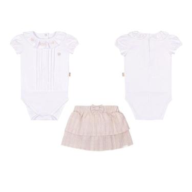 Imagem de Conjunto Bebê Menina Body Malha + Saia Linho Paraiso 15436-Feminino