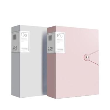 Imagem de Organizador de arquivos, 2 peças, pasta A4 com inserções transparentes, 100 páginas, livro de dados de grande capacidade, multifuncional, bolsa de armazenamento de dados, material de escritório