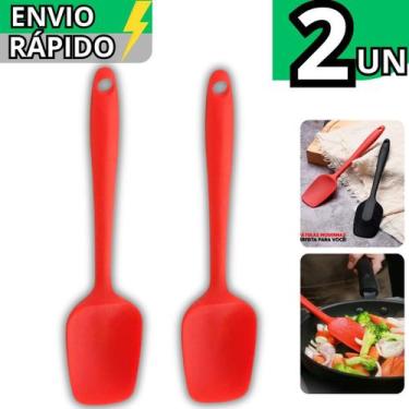 Imagem de Kit 2 Espátula De Silicone Reta Chapeiro Antiaderente Utensílio de Coz