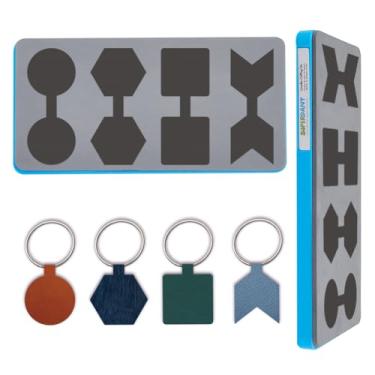 Imagem de SUPERDANT Chaveiros de corte de couro, formas geométricas, brincos de madeira, matrizes de couro para artesanato, cortadores, pingentes, chaveiros, para mulheres, homens, faça-você-mesmo, presentes de