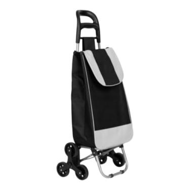 Imagem de Carrinho de Compras Dobrável 6 Rodas Sobe Escadas Reforçado até 30kg(Preto)