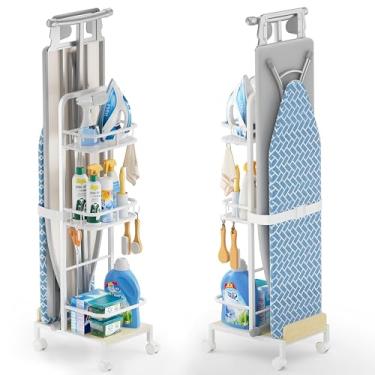 Imagem de Gancho de tábua de passar roupa, suporte de ferro e tábua de passar sem suporte de parede, organização de lavanderia e carrinho de armazenamento com suporte de ferro, armário organizador de