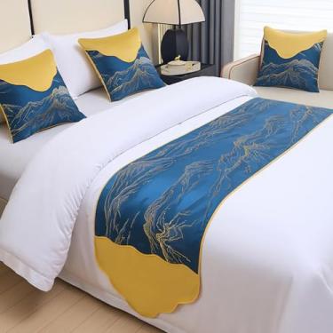 Imagem de Cama Runner Hotel Colcha Jacquard Cama Cachecol Moderno Sedoso Decoração de Cama Proteção Não Desvanece Toalha de Cama Macia para Queen, Casal, Solteiro, King Size Azul.||Apenas 1 Fronha 50X50 cm