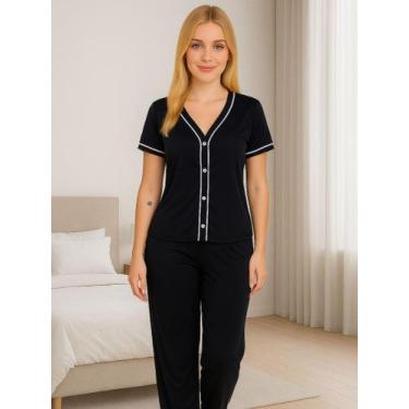 Imagem de Pijama Americano Feminino Inverno Amamentação com Botão - c12 VANESSA,