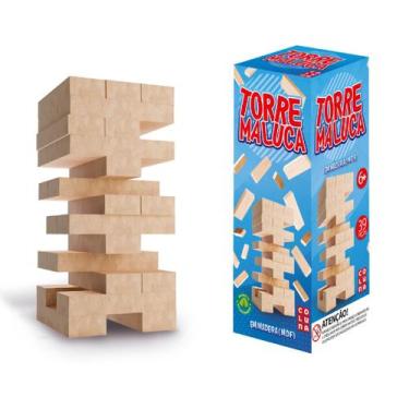 Imagem de Jogo Torre Maluca 39 Peças MDF Coluna Equilíbrio e Diversão