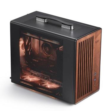 Imagem de darkFlash Capa portátil Micro-ATX PC com alça, capa mini torre MATX com madeira, com 1 ventilador ARGB PWM, porta tipo C, suporta 240 AIO, cooler H165mm, desktop compacto simples, preto (WD200)
